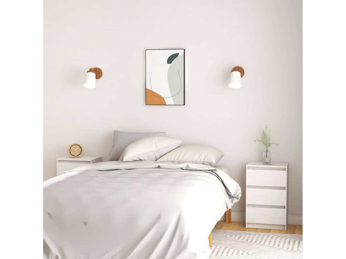 Vidaxl Mesas De Cabeceira 2 Pcs 40x29,5x64 Cm Pinho Maciço Branco