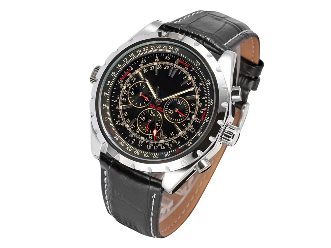 Aetheria relógio Masculino Automático Mecânico com Pulseira de Couro e Display de Data Calendário