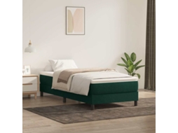 Vidaxl Cama Com Molas Sem Colchão 100x220 Cm Veludo Verde-escuro