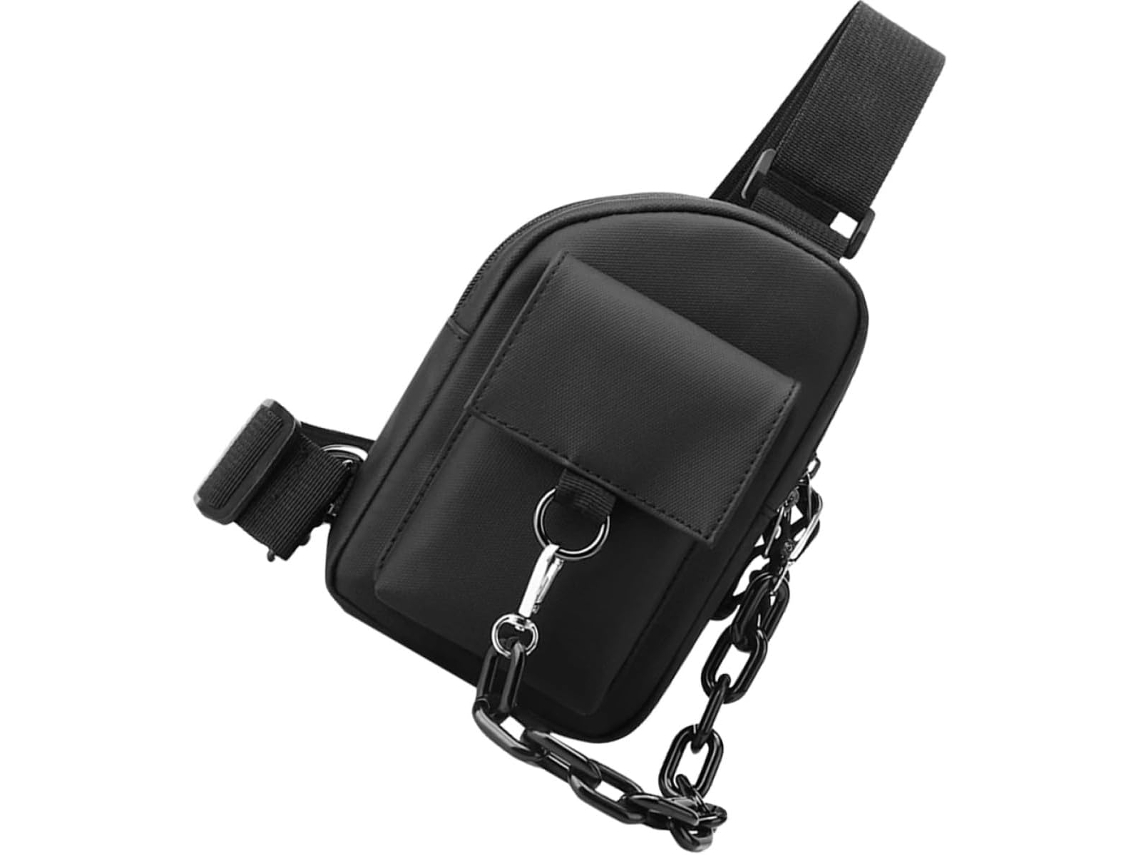 Bolsa De Ombro Masculina Ciieeo, Preta, Elegante E Criativa, Feita De Nylon Pu Leve E Com Design Respirável.