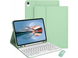 Capa Com Teclado Para Tablet Lurelia, Compatível Com I Pad 11" (2025, Verde Fresco, Teclado Bluetooth, Rato 2.4g