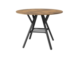 Mesa De Jantar Redonda - Mdf E Metal - Castanho - 1 Unidade - 100 Cm