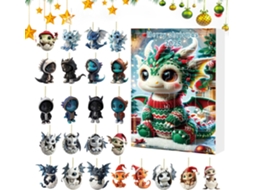 Calendário Do Advento De Natal Com Pingente De Dragão Plano | Fofo