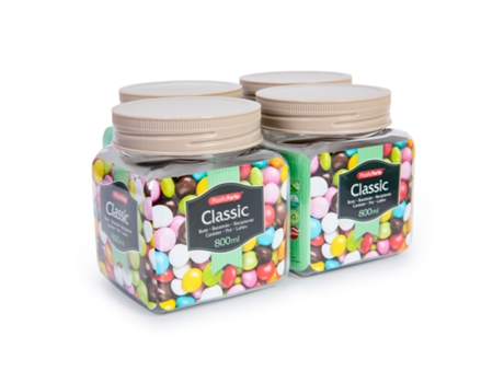 Pack de 4 Frascos PLASTIC FORTE (9.5 x 10.5 x 11.8 cm - Plástico - Multicor)