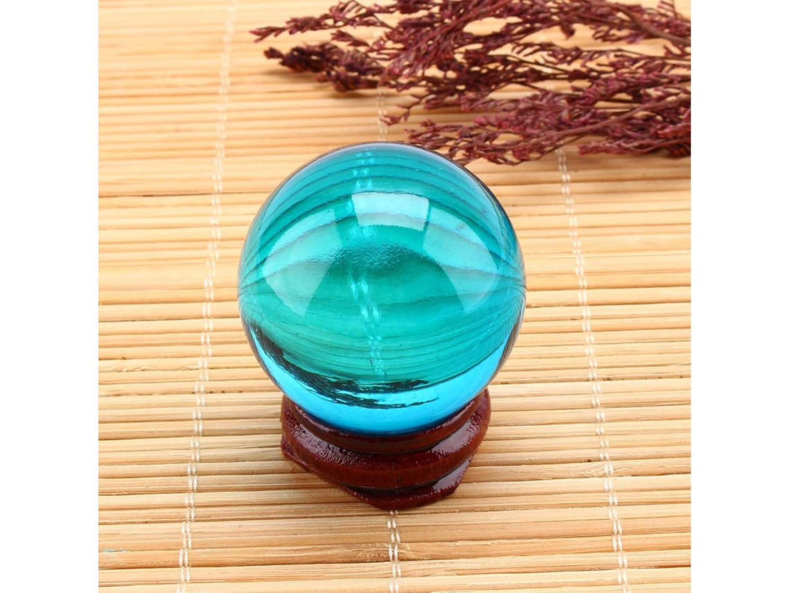 Boule De Guérison Em Cristal De Quartz Bleu Royal, Esfera De 40 Mm Com Suporte,