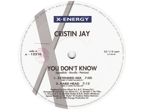You Don't Know, Cristin Jay | Condição da mídia: Muito bom, Plus | Um vinil de 12 rpm, 33,5 rpm, Energy Records (vg)