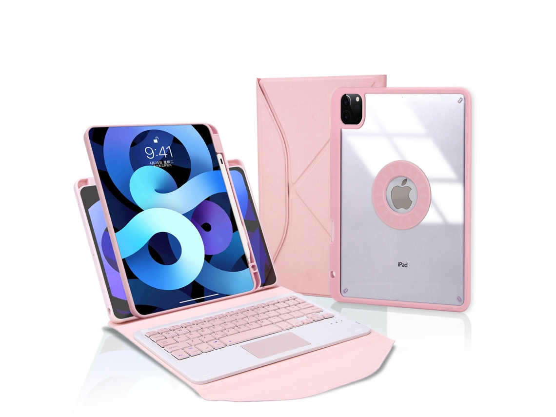 Capa de Teclado Bluetooth para Ipad 9 10.2 XIAOMOYU com bandeja para canetas, rosa