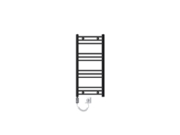 Radiador Eléctrico de Casa de Banho com Elemento de Aquecimento 300W 400X800 Mm Antracite Curvado com Ligação Lateral LUXEBATH