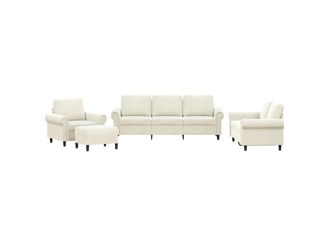 Sofa Set, Sofa Sets Vidaxl Creme Veludo (n/a)