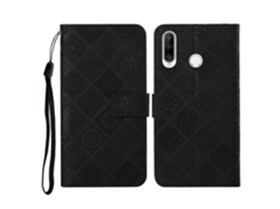 Capa De Couro Estilo Étnico Com Padrão Em Relevo Horizontal E Flip Com Suporte, Compartimentos Para Cartões, Carteira E Cordão Para Huawei P30 Lite