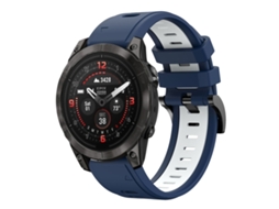 Bracelete Para Garmin Epix Pro (47mm) - Silicone Esportivo - Duas Cores (22mm) Azul Meia-noite + Branco