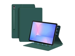 Capa de couro magnética para tablet Samsung Galaxy Tab S10 Fe com suporte e função de suspensão/ativação automática, verde Hengrongshen