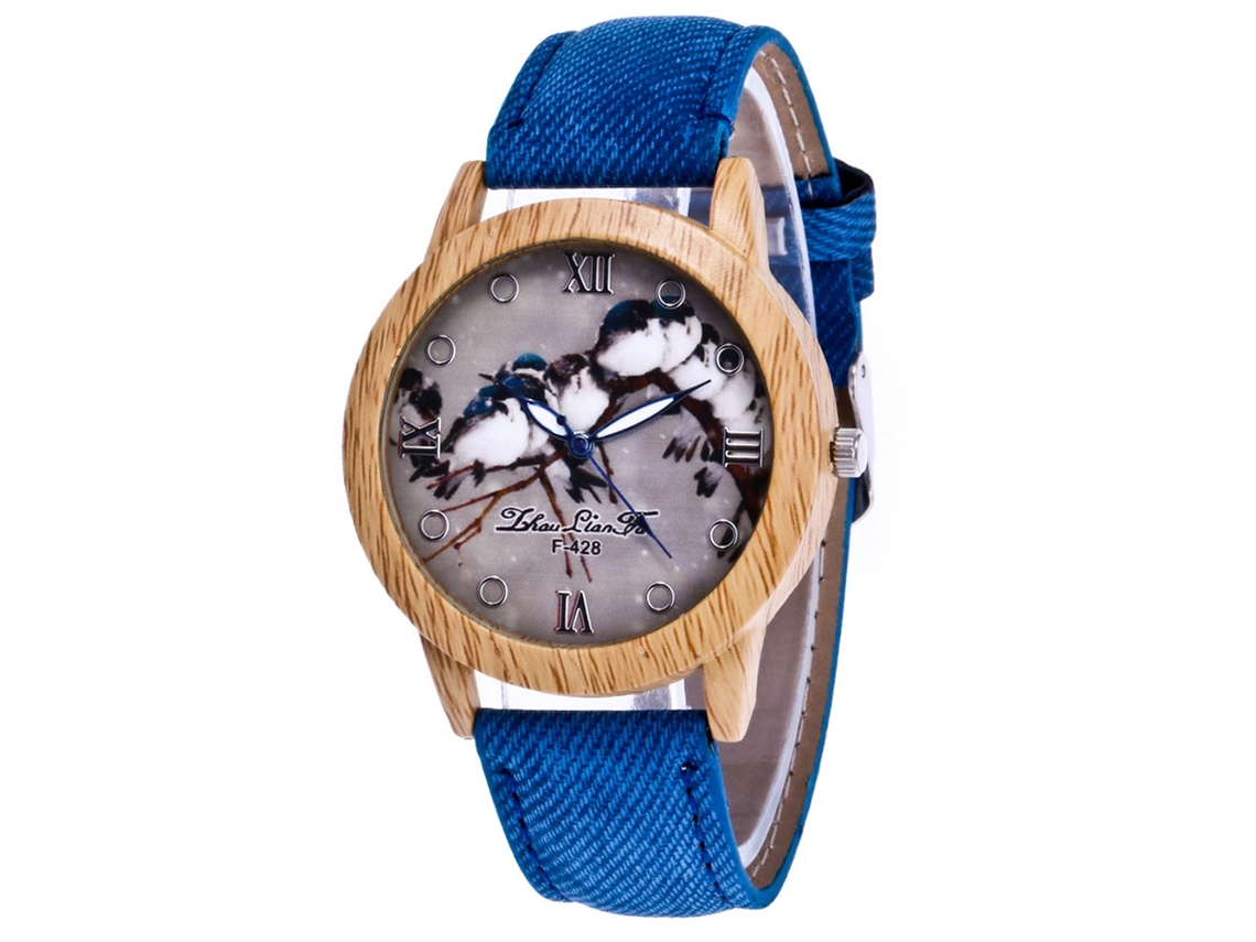 Relógio de Pulso Quartz de Moda com Cinto de Couro Confortável e Design Elegante (azul)