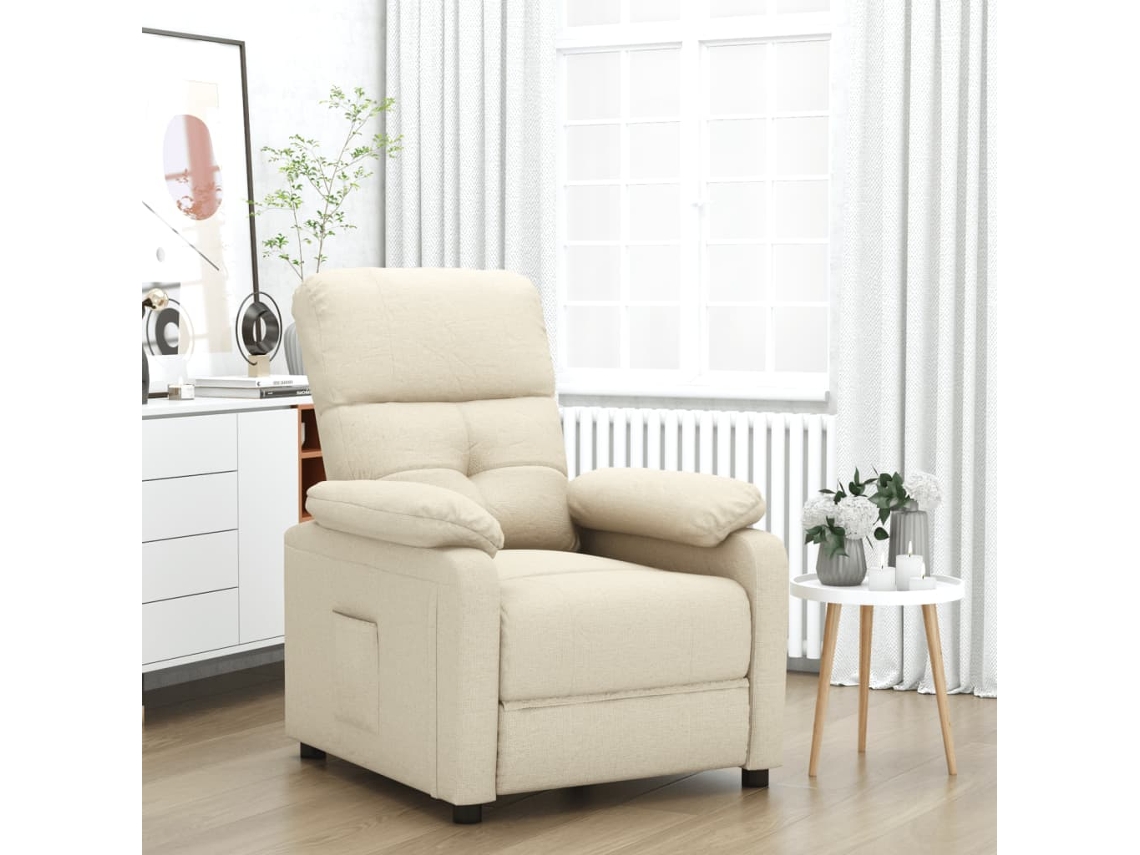 Poltrona reclinável tecido cor creme