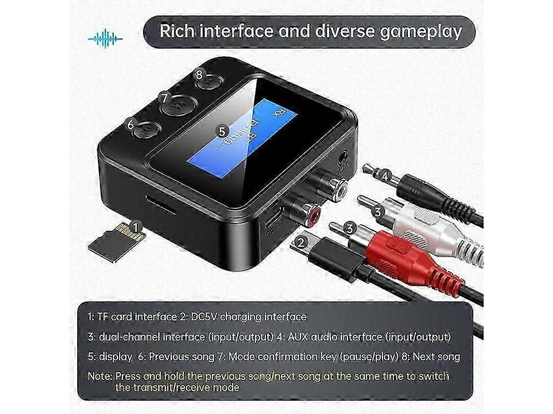 Adaptador Transmissor E Receptor Bluetooth 5.0 Com Visor (preto)