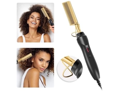 Pente elétrico alisador de cabelo alta imprensa quente pente alisamento elétrico ferros ondulação do cabelo alisamento liga titânio JASENX