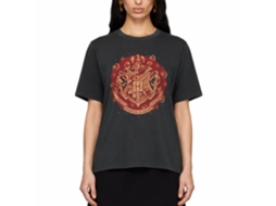 Rockinstone Harry Potter Hogwarts Christmas Badge Black T-shirt Size:m