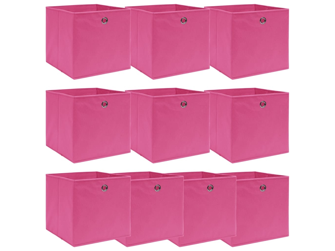 Vidaxl Caixas De Arrumação 10 Pcs 32x32x32 Cm Tecido Rosa