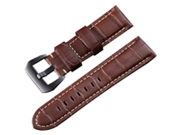Correa De Reloj De Cuero Auténtico 20mm Hebilla Pin Marrón Hebilla Negra