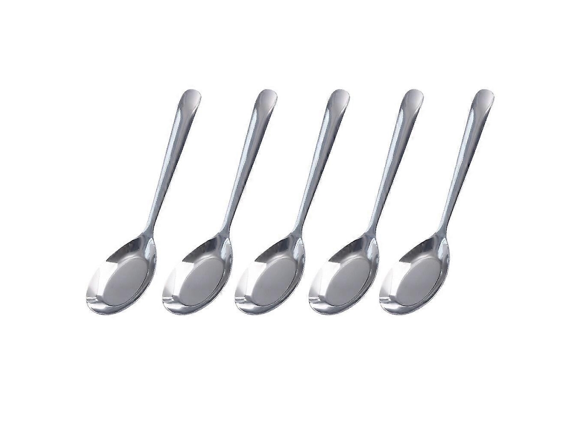 5 Colheres Longas de Aço Inoxidável para Sopa, Arroz e Mingau 14,5x3,5x0,5cm Plata