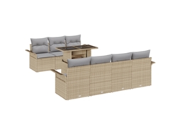 Conjunto 8 Conjunto De Sofá De Jardim Vidaxl Bege Vime Pe (100 X 55 X 73 Cm)