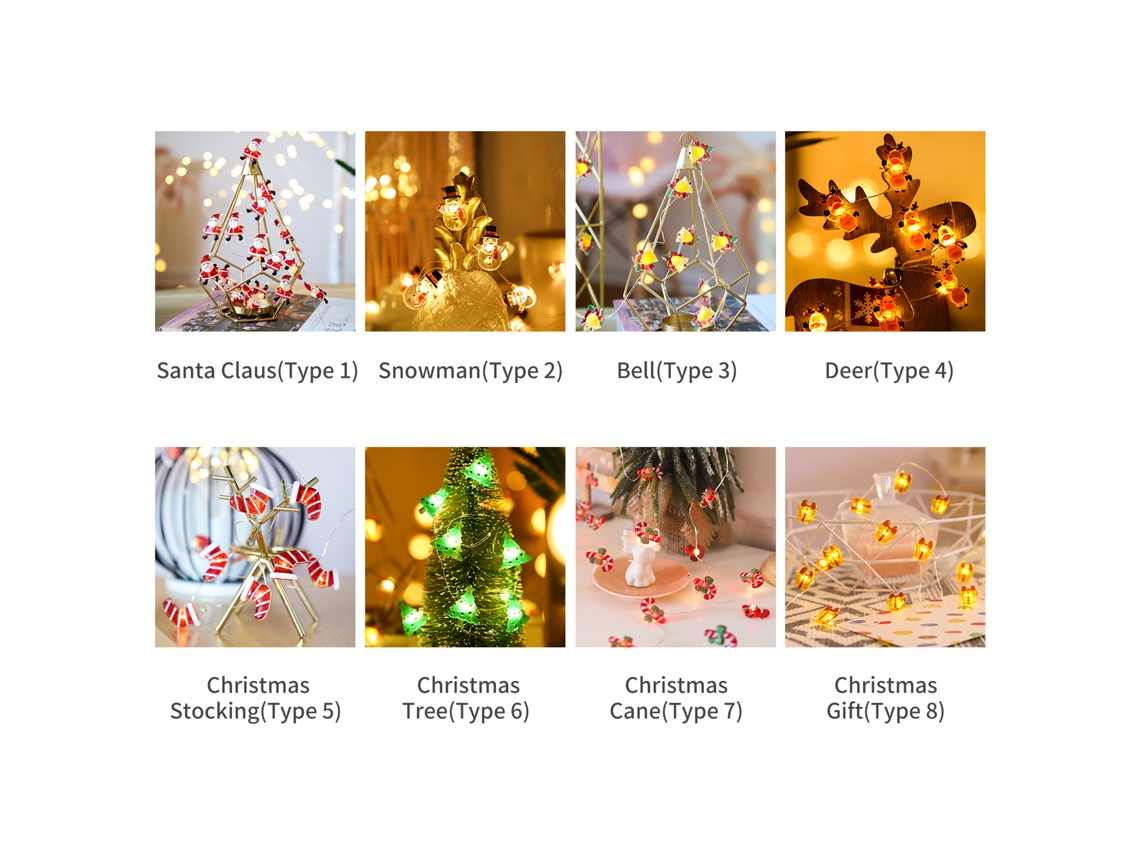 Luzes de Natal Pendentes LED 10ft 30LEDs Branco Quente com Bateria | S/MARCA