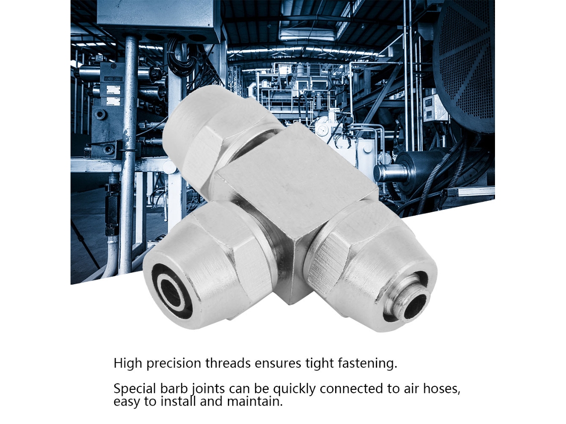 Laxiscreed Conector Pneumático T De 6mm Com Rosca Interna Para Conexões Rápidas