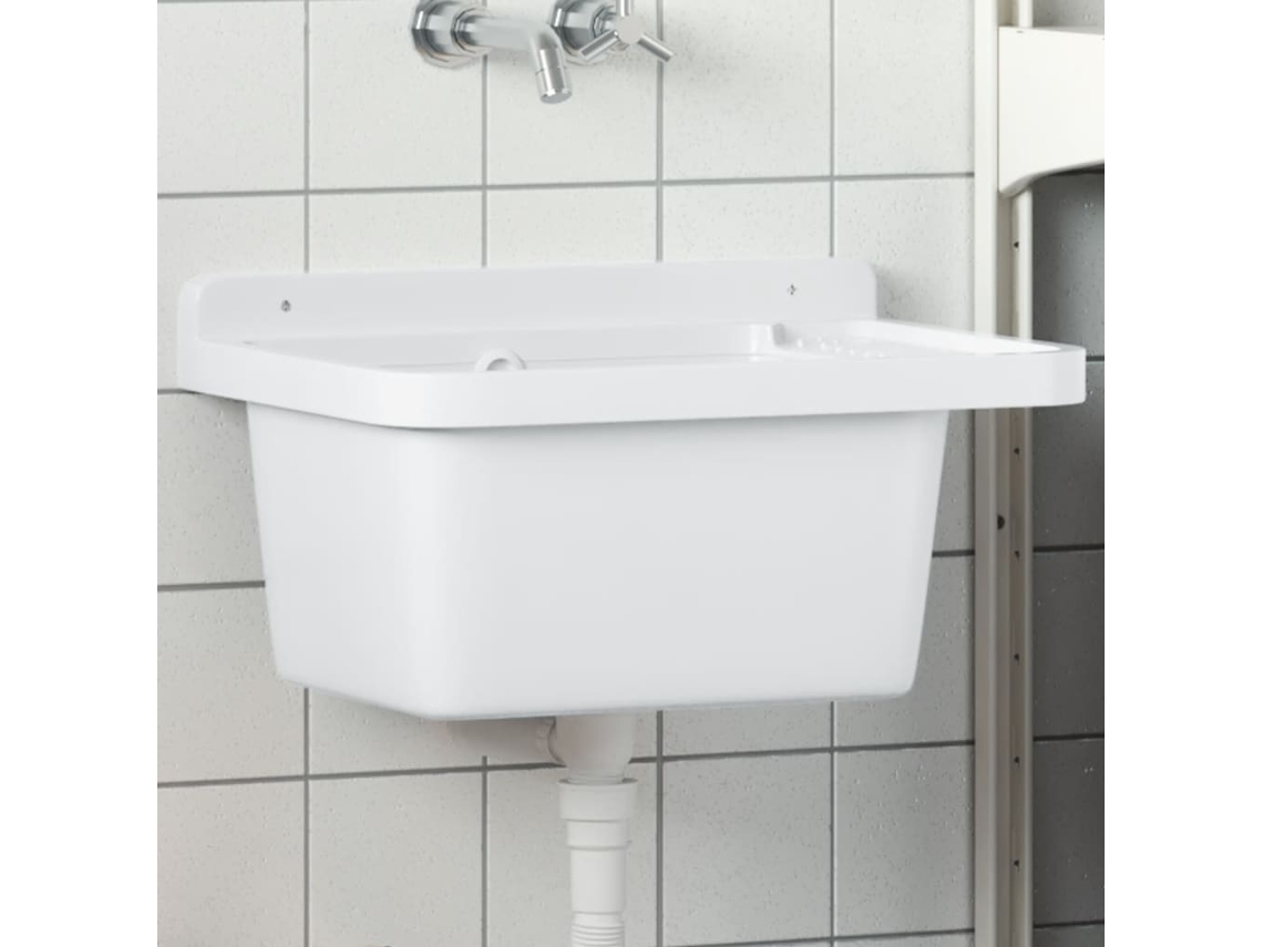Vidaxl Lavatório De Parede 50x35x24 Cm Resina Branco