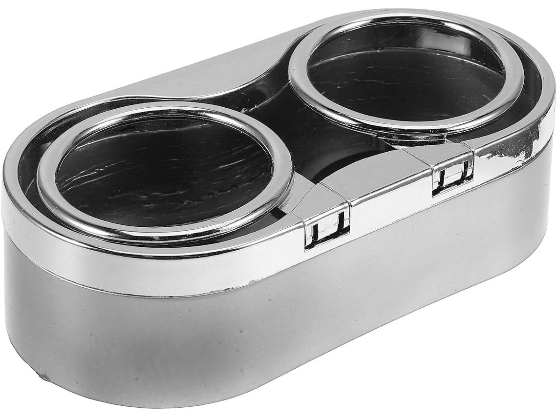Porta-copos Veicular Em Plástico Abs Prateado Com Design De Furo Duplo.
