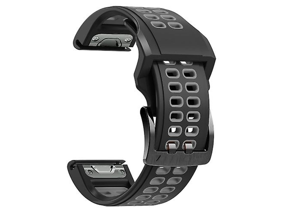 Pulseira De Silicone, Compatível Com Relógio Garmin Fenix 6, Preta E Cinza