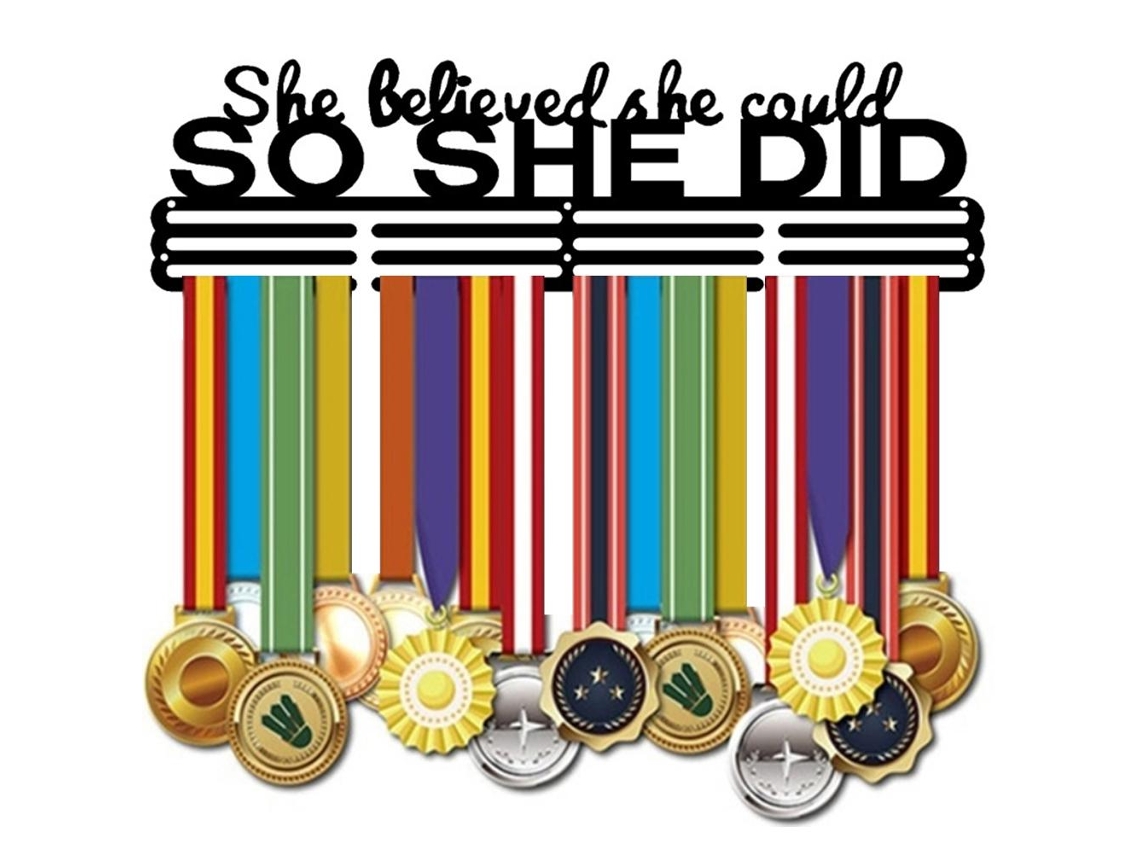 Rebe-portapremios Para Medallas Deportivas She Believed She Could So She Did: Colgador De Pared Para Gimnasia, Fútbol Y Carreras