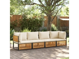 Vidaxl 4 Pcs Conjunto De Sofás De Jardim Com Almofadões Acácia Maciça
