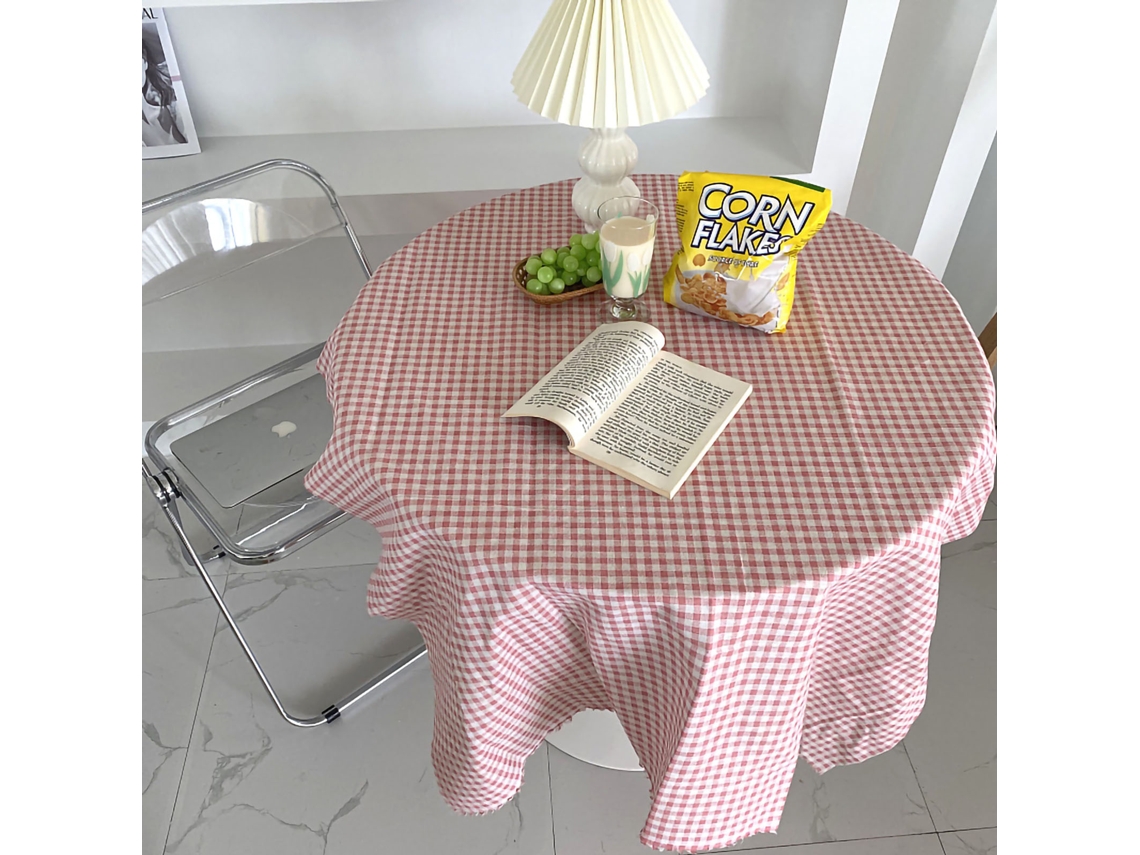Pano de Mesa Xadrez de Linho e Algodão 150x150cm