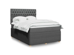 Vidaxl Cama Com Molas/colchão 140x190 Cm Tecido Cinzento-escuro