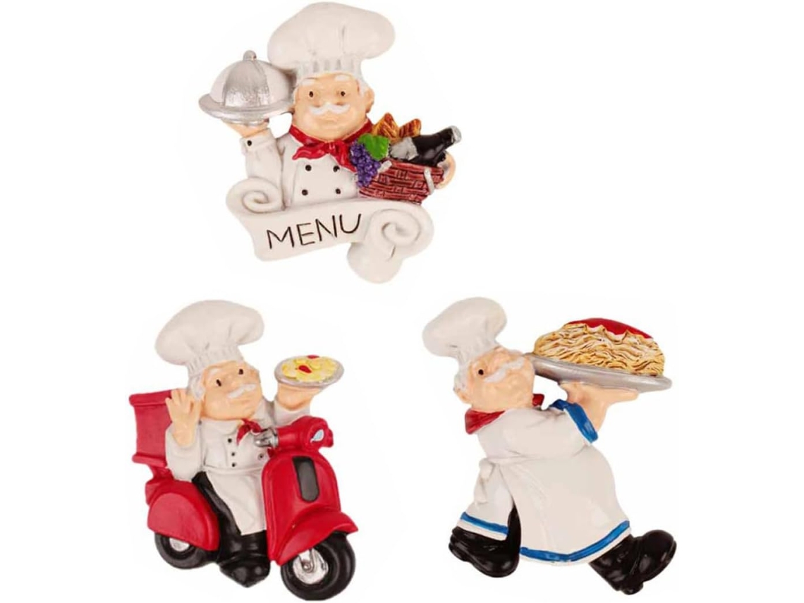 Conjunto De 3 Ímãs Geladeira Em Resina 3d Com Desenhos Chef