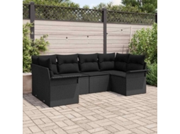 Vidaxl Conjunto de Sofá de Jardim 6 Pcs Preto Rattan Sintético