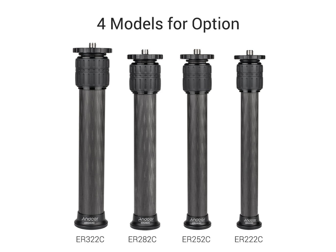2026 andoer Er222c Extensor de Trípode de Fibra de Carbono 22mm 2 Secciones para Gimbals Y Trípodes Carga Máx 5kg
