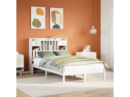 Vidaxl Cama Com Estante Sem Colchão 135x190 Cm Pinho Maciço Branco