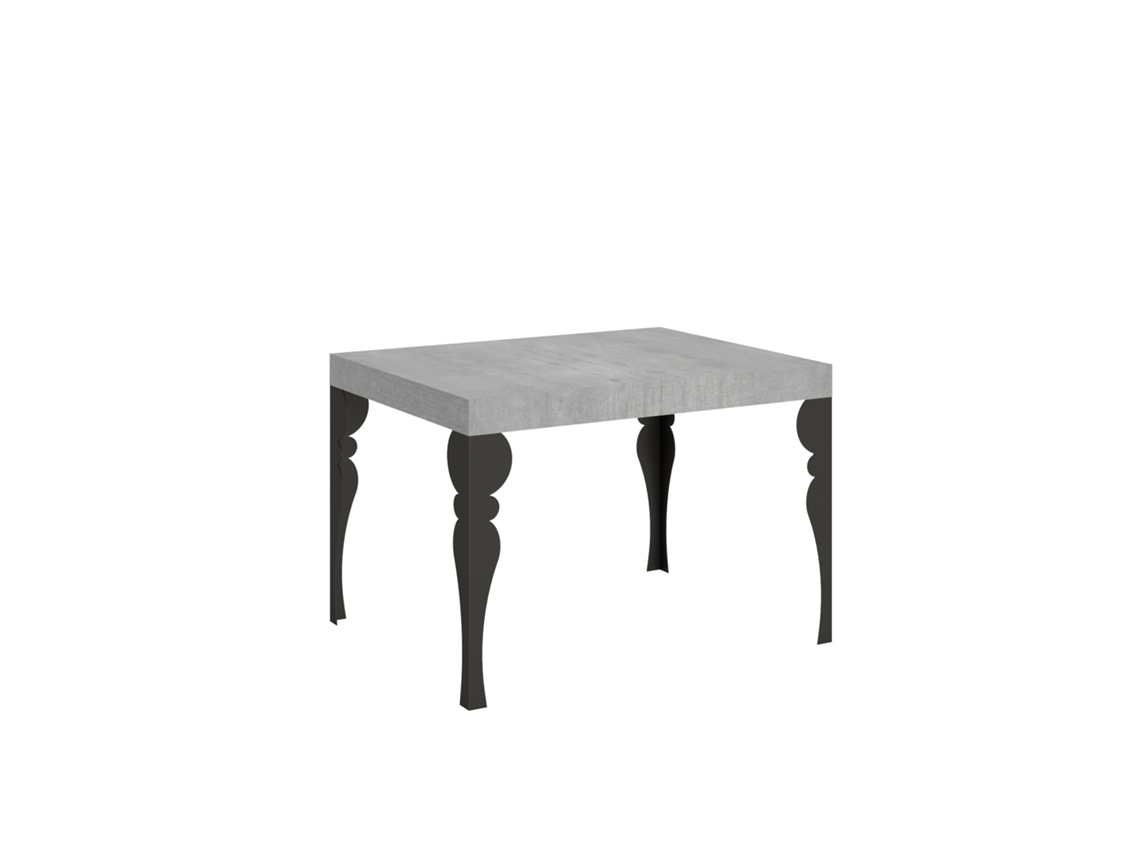 Mesa de Jantar Extensível 80X120/204 Cm Paxon Cimento Quadro Antracite