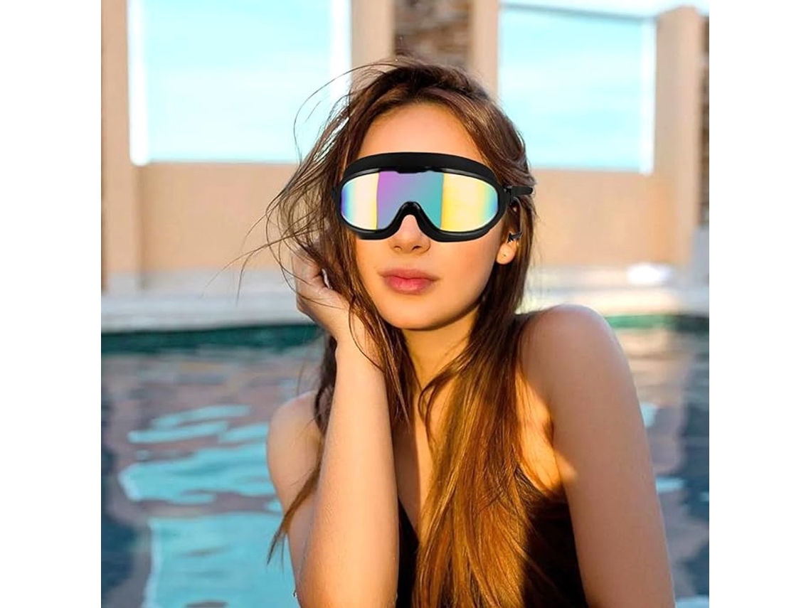 Óculos de Natação AQUAFORGE infantis, lente grande angular, antivazamento, antiembaçante, proteção UV, vermelho rosado