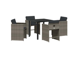 Conjunto de Jantar para Jardim 5 Pcs Cinzeto Vime Pe MAISON EXCLUSIVE