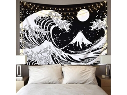 Tapestry De Ola Japonesa, Mural De Gran Ola De Kanagawa Con Sol, Diseño Elegante Y Duradero