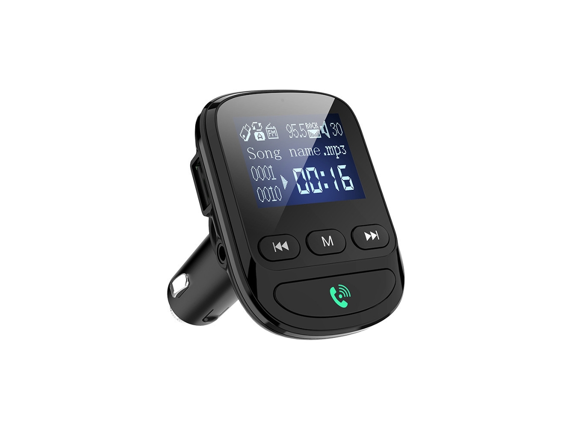 Kit Bluetooth para carro, mãos livres, transmissor sem fio, entrada auxiliar, reprodutor de MP3 para carro, tela grande de tecido de 1,4 polegadas, QC3.0*