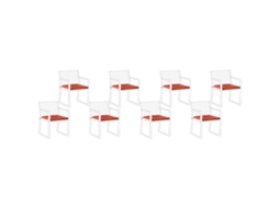 Conjunto De 8 Almofadas Para Cadeiras De Jardim Sassari Premium 46 X 46 Cm Vermelho