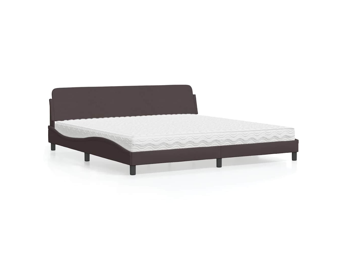 Vidaxl Cama Com Colchão Dover 200x200 Cm Tecido Castanho-escuro
