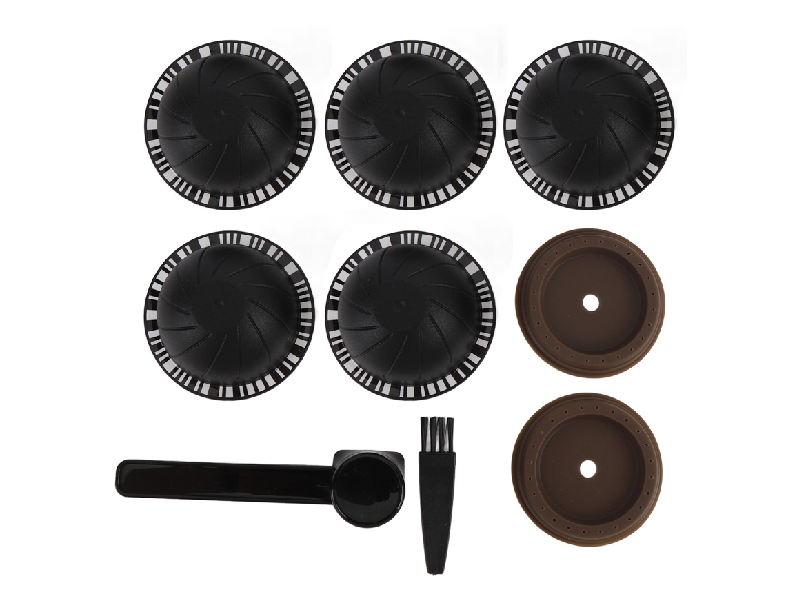 Pack de 5 Cápsulas e Reutilizáveis para Café com Tampas, Escova e Colher LAXISCREED