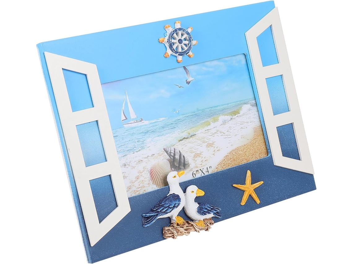 Porta Retratos Decorativo Elegante Exclusivo Madeira Vidro Estilo Mediterrâneo Ideal Decoração Escritórios GOKOCO