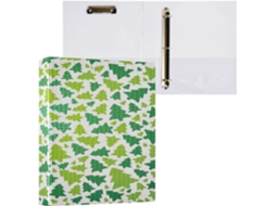 Pacote com 1 Pasta de Argolas 3,8 Cm Bolsos Internos, 1/2 Unidades, Material Escolar, Capa Dura, Estampa Árvor