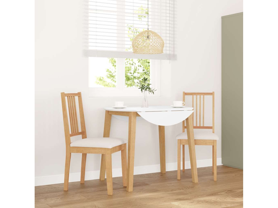 Vidaxl Cadeiras De Jantar Com Almofadões 2 Pcs Madeira Maciça Natural