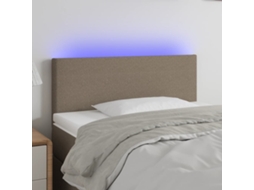 Vidaxl Cabeceira Cama Luzes Led Tecido 90x5x78/88cm Cinza-acastanhado